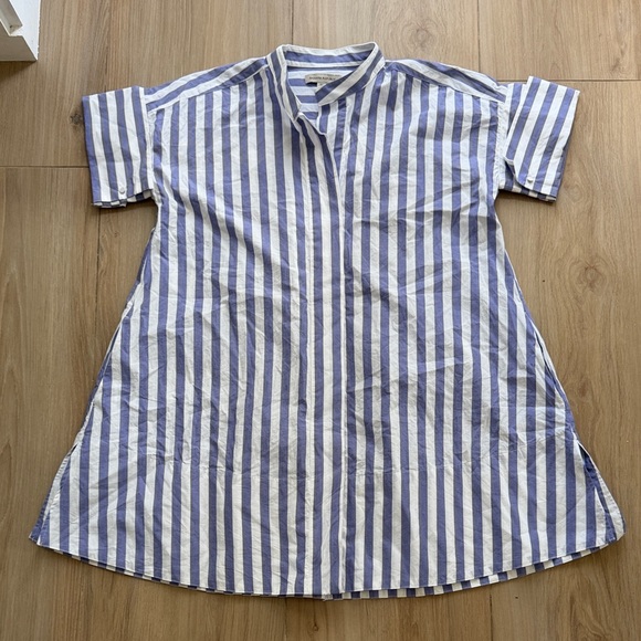 Banana Republic Dresses & Skirts - Banana Republic Women Blue White Striped Cotton Popover Shirt Dress XS S